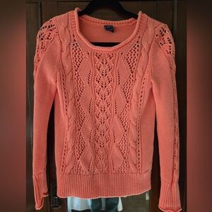 GAP Women's Lace Knit Coral Sweater